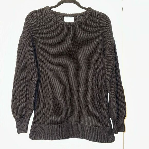 Old Navy XS Black Tunic Length Popcorn Knit Crew Neck Womens Sweater Gently Worn - Picture 1 of 6